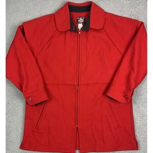 Johnson Woolen Mills Women's Large Jac Shirt Red Zip‎ Up Jacket Coat Style LS65